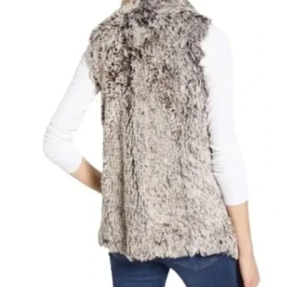 WIT & WISDOM Cascade Draped Faux Fur Vest silvery Grey Size Small - Picture 3 of 7
